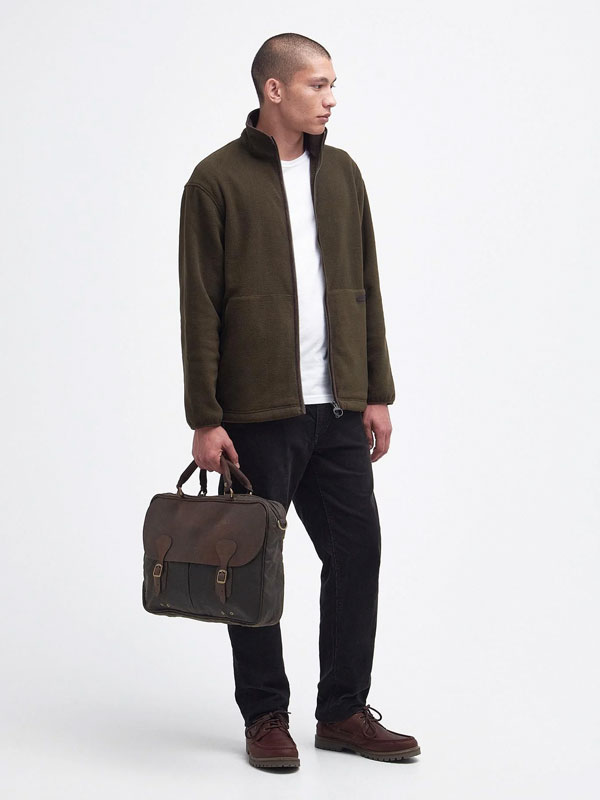 Barbour Wax Leather Briefcase Olive