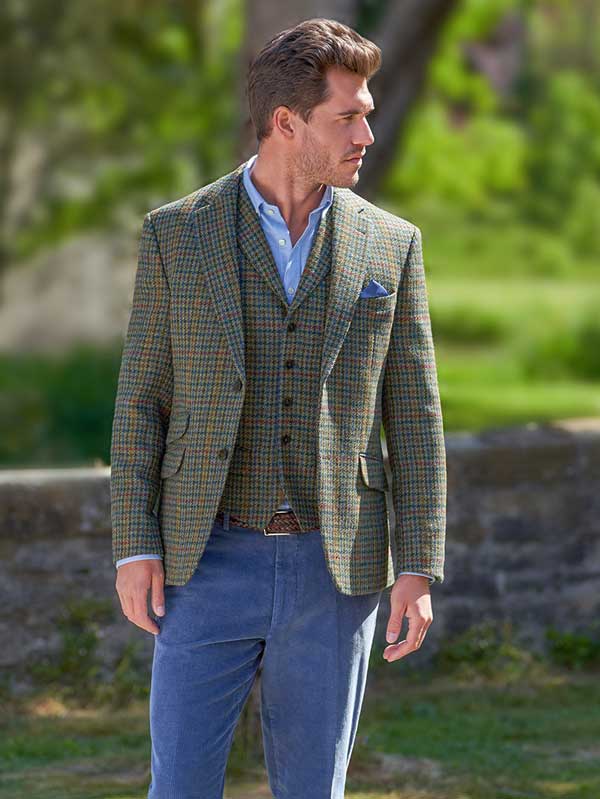 Harris Tweed Jacket "London" In Green Castle