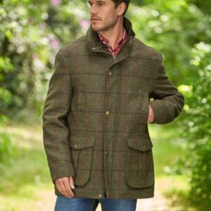 Harris Tweed Fieldjacket "Bristol" In Green Overcheck