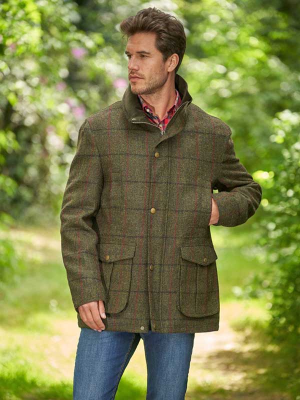 Harris Tweed Fieldjacket "Bristol" In Green Overcheck