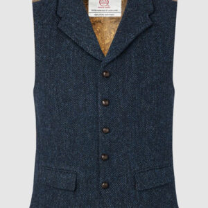Harris Tweed Vestje, Angus Waistcoat - Navy Herringbone
