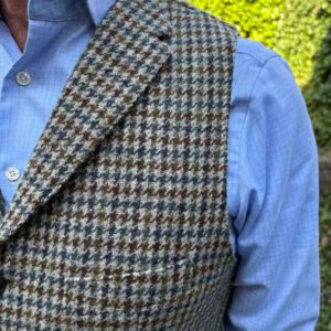 Harris Tweed Vestje "Wales" Met Revers In Houndstooth Tweed