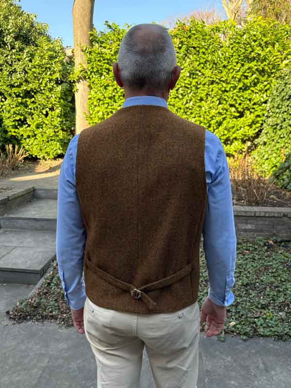 Harris Tweed Vestje "Wales" Met Revers In Multicolor Rust
