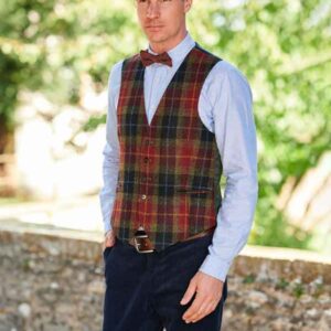 Harris Tweed Vestje "Tailor" In Check Of Island