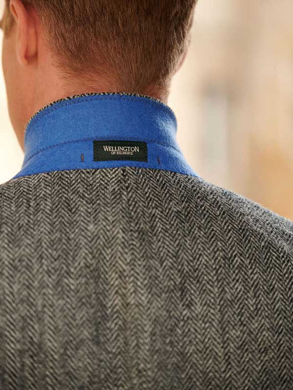 Harris Tweed Jacket "London" In Black Herringbone