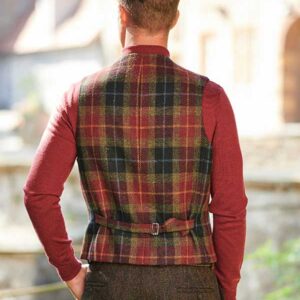 Harris Tweed Vestje "Wales" Met Revers In Check Of Island