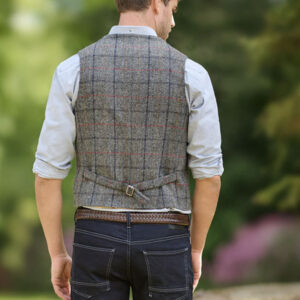 Harris Tweed Vestje Wales Met Revers In Anthra Check