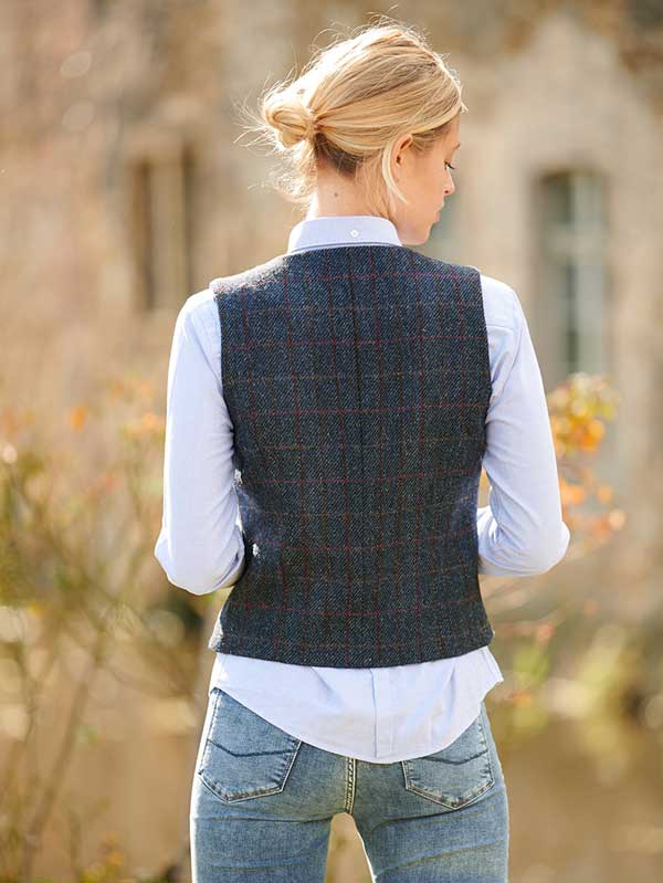 Harris Tweed Dames Vestje "Lea" In Scottish Blue
