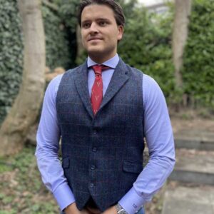 DF Harris Tweed Waistcoat Met Revers 613