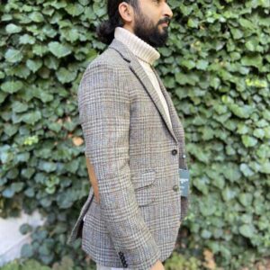 Harris Tweed Jacket "London" In Greystone Overcheck