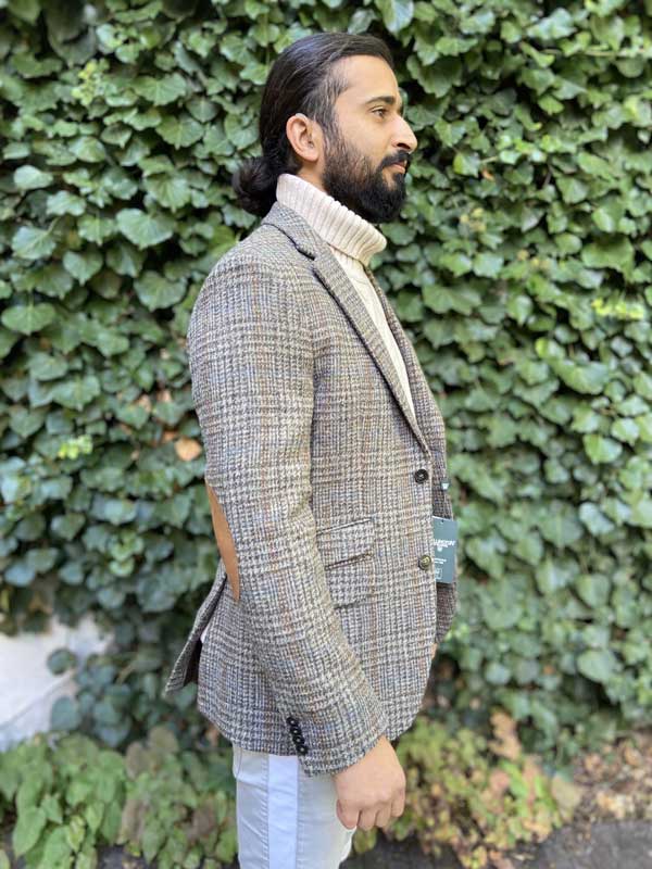 Harris Tweed Jacket "London" In Greystone Overcheck