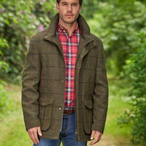 Harris Tweed Fieldjacket "Bristol" In Green Overcheck