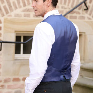 Harris Tweed Vestje "Tailor" Zonder Revers In Blue Herringbone