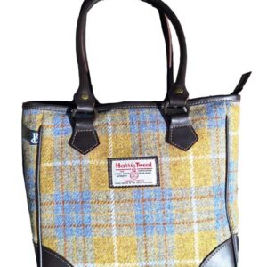 Harris Tweed Shire Long Handled Bag - Yellow Blue Check