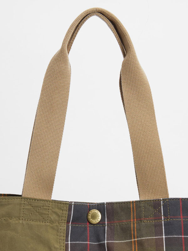 Barbour Transport Patchwork Tote Bag Dusky Green
