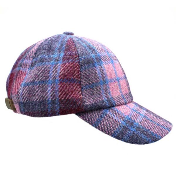 Harris Tweed Cap Rannoch Pink Blue Check