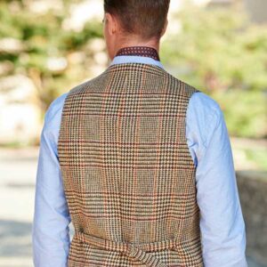 Harris Tweed Vestje "Wales" Met Revers In Scottish Check
