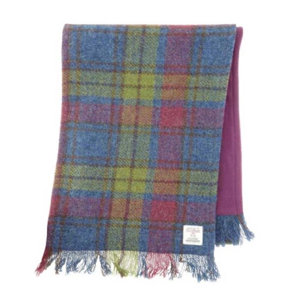 Harris Tweed Scarf In Multi Colour Tartan