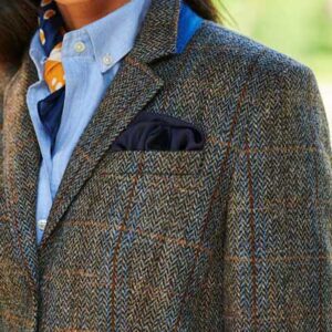 Harris Tweed Dames Jasje "Carola" In Green-Blue Herringbone