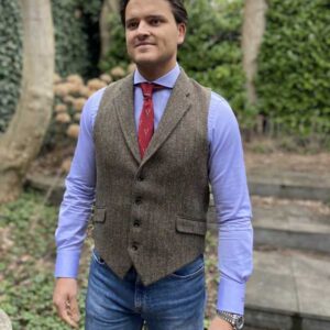 DF Harris Tweed Waistcoat Met Revers 670