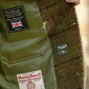 Harris Tweed Jacket "London" In Green Overcheck
