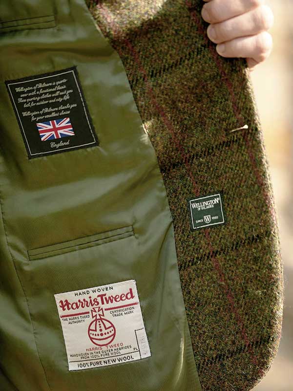 Harris Tweed Jacket "London" In Green Overcheck