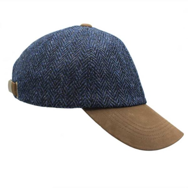 Harris Tweed Cap, Blue Black Herringbone