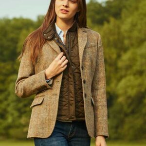 Harris Tweed Dames Jasje "Carola" In Sand Herringbone