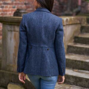 Harris Tweed Dames Jasje "Carola" In Blue Herringbone