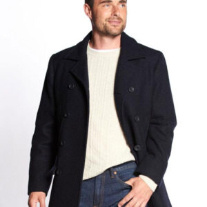 Harris Tweed Coat, Ferry Reefer Coat - Navy Plain