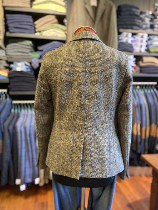 Harris Tweed Dames Jasje Kort "Ami" In Green-Blue Herringbone