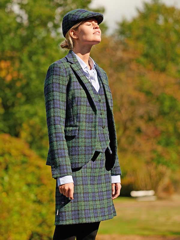Harris Tweed Dames Rok "Pencil-Skirt" In Blackwatch