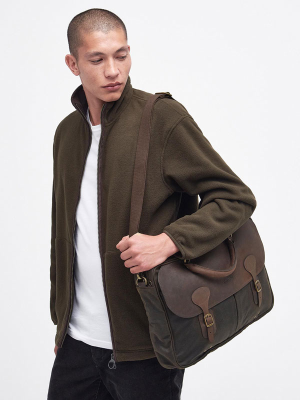 Barbour Wax Leather Briefcase Olive