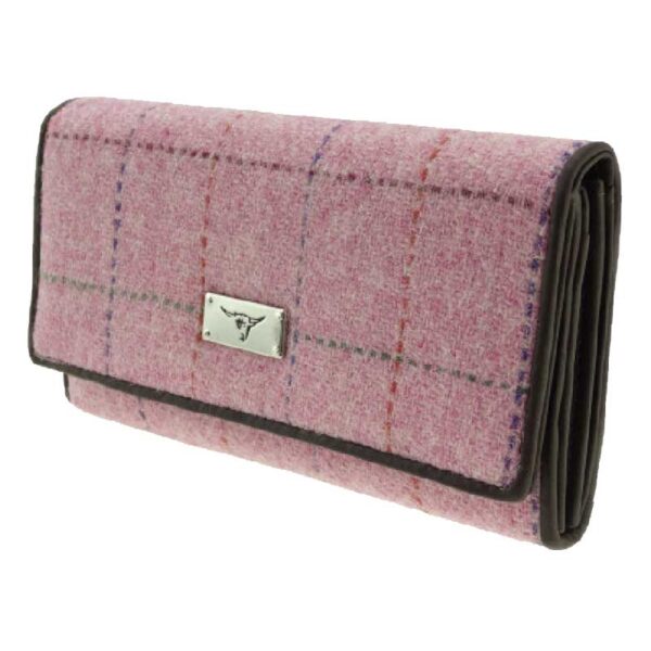 Harris Tweed Portemonnee 'Tiree' in Bright Pink With Overcheck