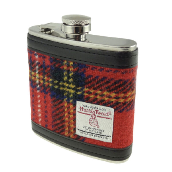 Harris Tweed 6oz Hip Flask In Royal Stewart Tartan