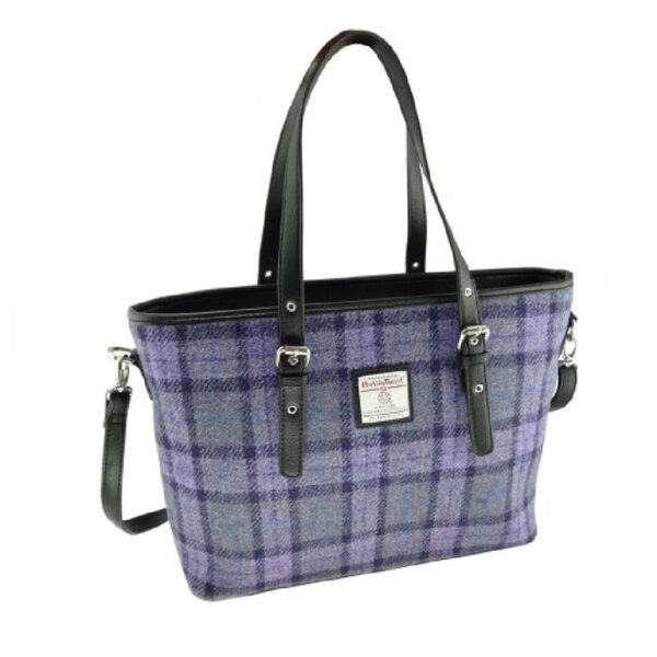 Harris Tweed 'Spey' Tote Bag' In Bold Purple Check