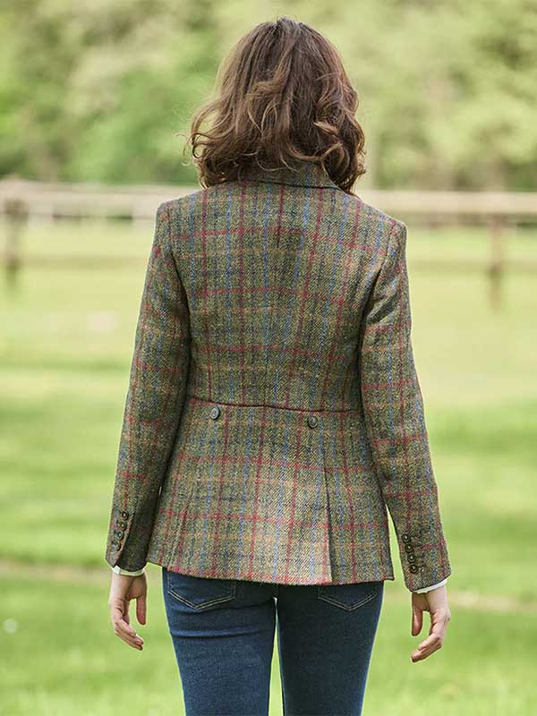 Harris Tweed Dames Jasje "Carola" In Red-Blue Check
