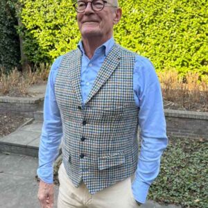 Harris Tweed Vestje "Wales" Met Revers In Cream Cocktail