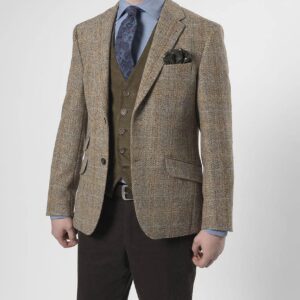 Harris Tweed Jacket "London" In Sand Herringbone
