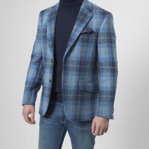 Harris Tweed Jacket "London" In Jeans Herringbone