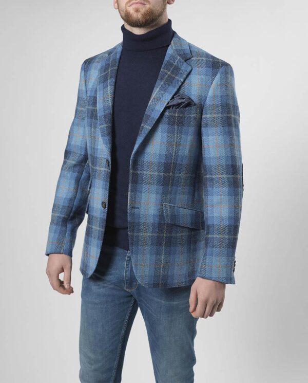 Harris Tweed Jacket "London" In Jeans Herringbone