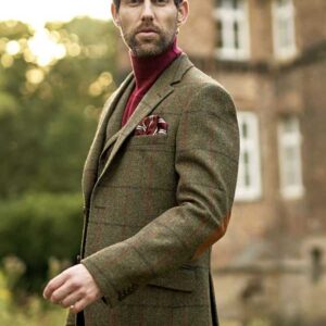 Harris Tweed Jacket "London" In Green Overcheck