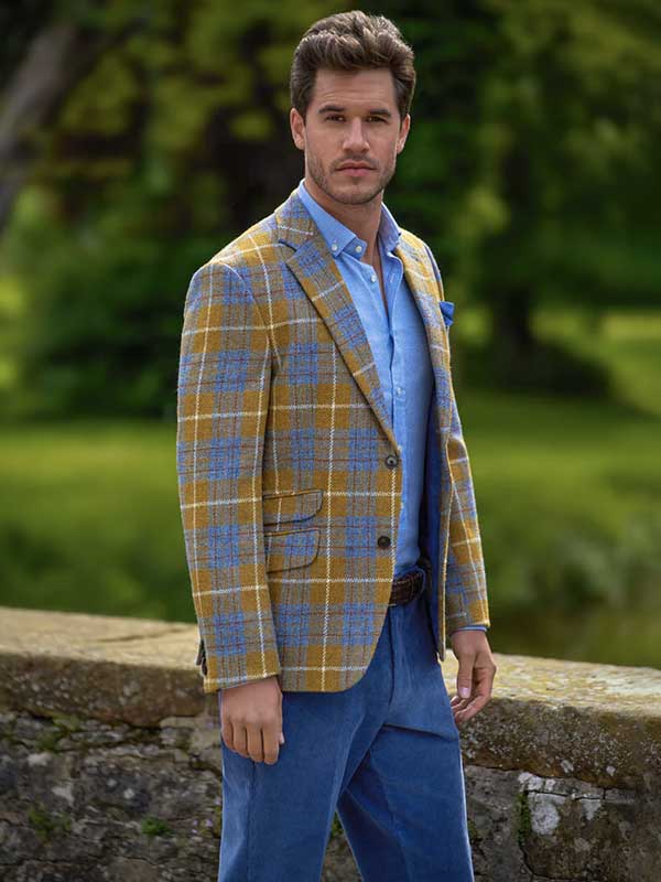 Harris Tweed Jacket "London" In Amber Check