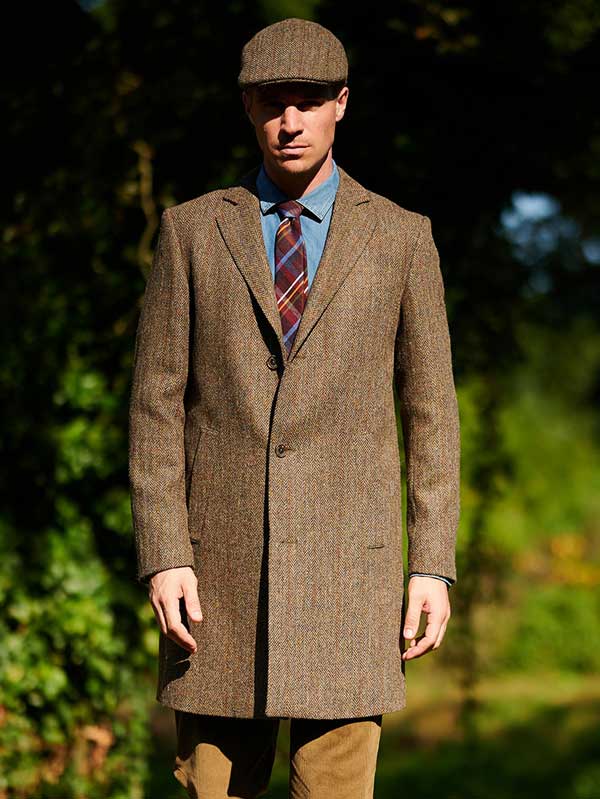 Harris Tweed Overjas "Barney" In Evergreen