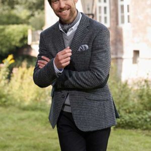 Harris Tweed Jacket "London" In Black Houndstooth