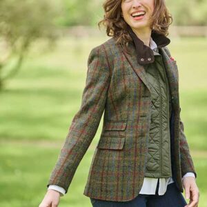 Harris Tweed Dames Jasje "Carola" In Red-Blue Check