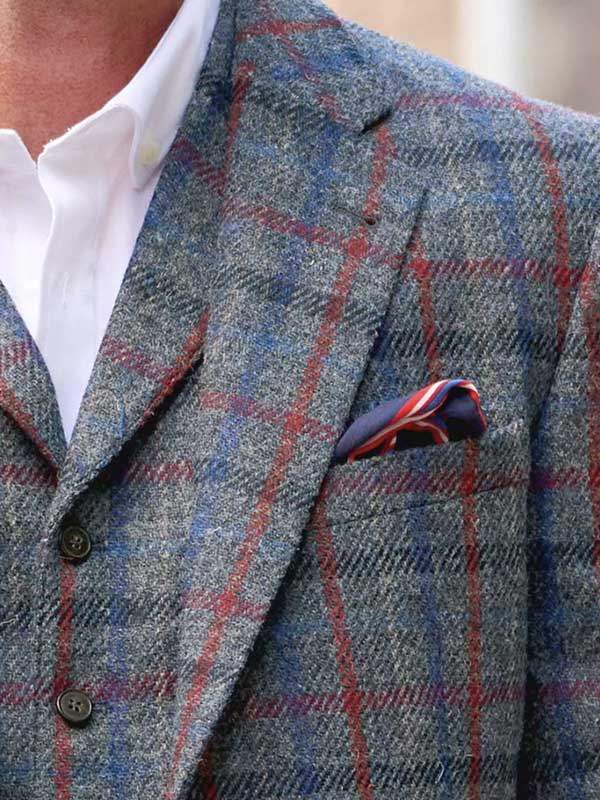 Harris Tweed Jacket "London" In Royal Check