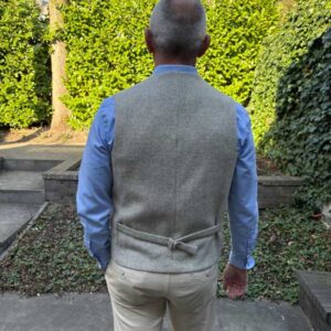 Harris Tweed Vestje "Wales" Met Revers in Cream Tweed