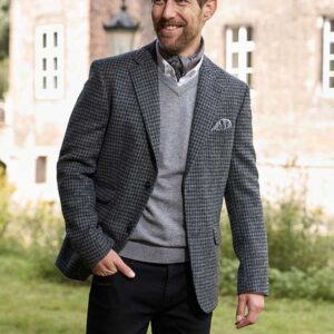 Harris Tweed Jacket "London" In Black Houndstooth