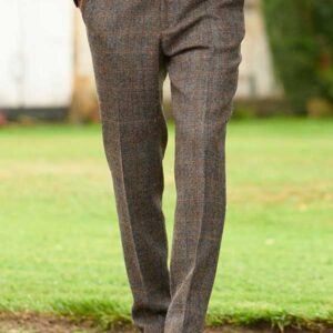 Harris Tweed Pantalon "Mr. Miller" In Green-Blue Herringbone
